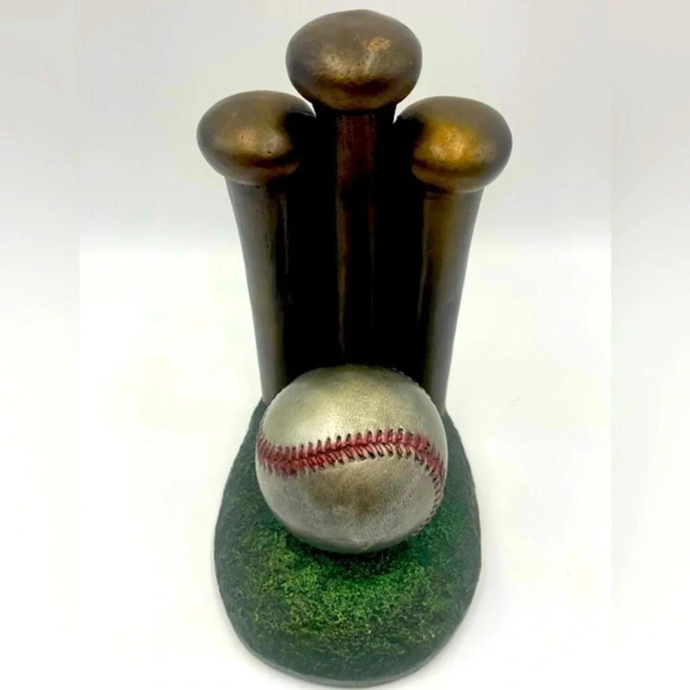 1997 Austin Sculpture:”Cutcone” Vintage Baseball & Bat Ceramic Sculpture Bookend